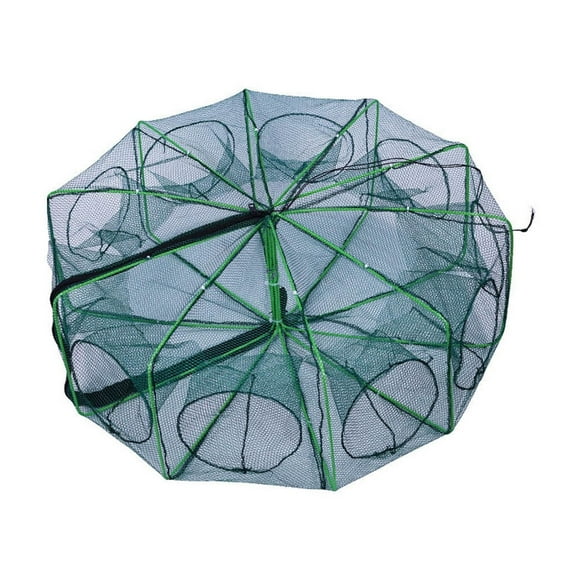 yulier Fishing Trap Foldable Fishing Bait Trap Crab Trap Crayfish Trap Small Fish Trap Shrimp Fishing Net Cast Net Cage, 10 Holes, 31.5"