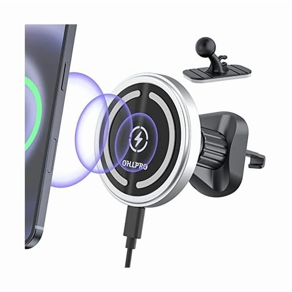 xzyuan for MagSafe Car Mount Charger iPhone Wireless Car Charger, Stick on Dashboard Magnetic Phone Holder Mount for iPhone 17 Pro Max 16 15 14 Series, 15W Fast Charging, Aluminum Shell