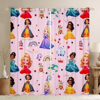 Manfei Kawaii Black Princess Curtains Pack of 2 (42x84 Each),Cartoon Castle Curtains Blackout,Multicolor Stars Print Bedroom Curtains For Girl Teens,Ultra Soft Home Decor