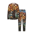 thumbnail image 3 of 2 Pack Women's Pajamas Set Sleepwear Loungewear Pjs Sets with Pockets, Trees Stained Glass Art, 3 of 6