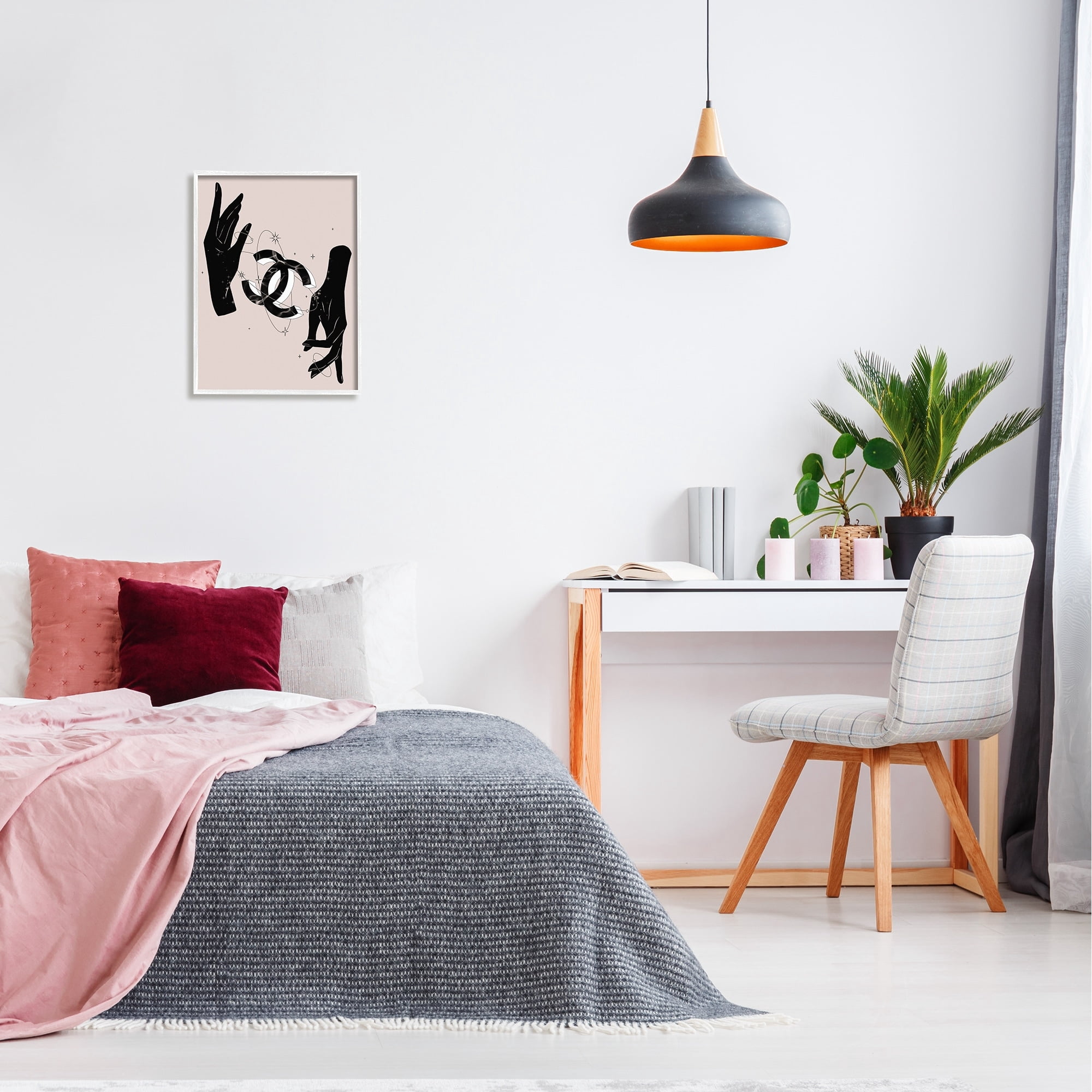 Stupell Industries Chic Hands Silhouette Surrounding Glam Fashion Emblem Graphic Art White Framed Art Print Wall Art, Design by Ziwei Li
