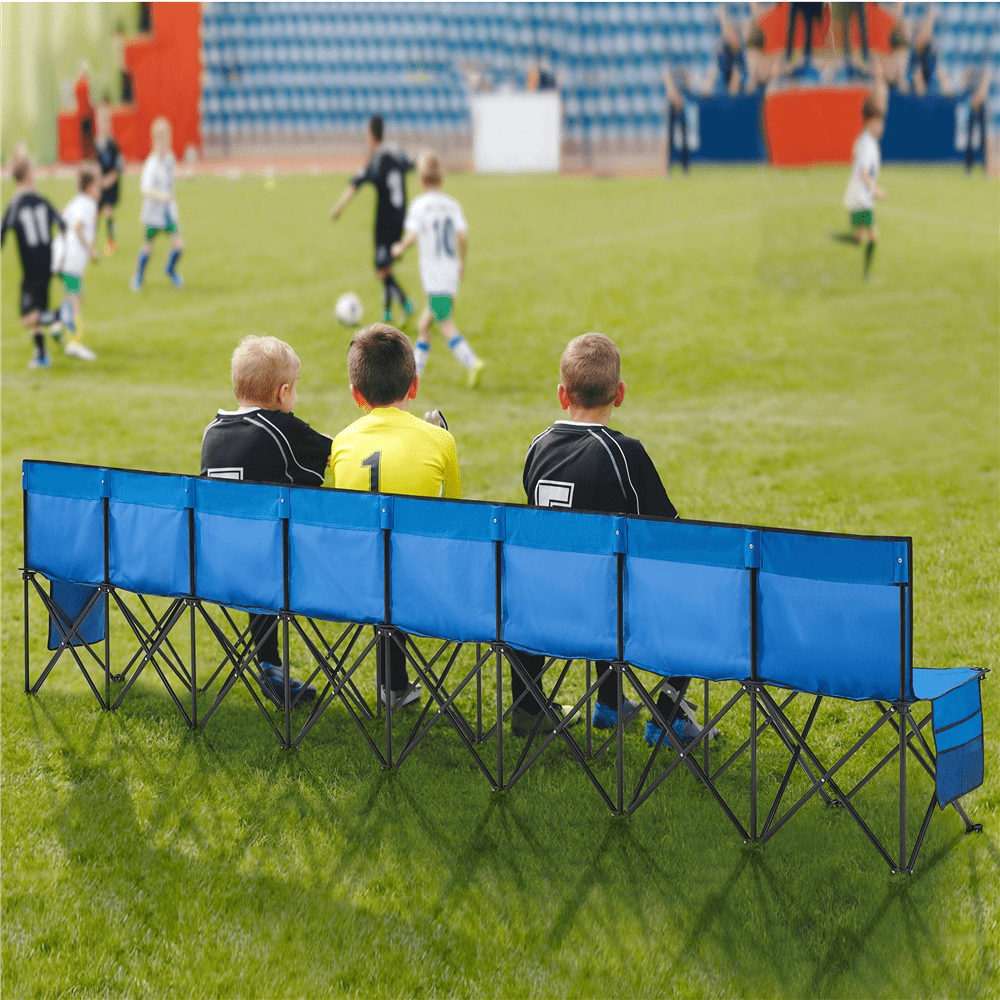 Renwick 8 Seats Portable Folding Bench with Backrest, Blue