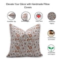 thumbnail image 4 of Fabdivine Block Print Throw Pillow Cover, 18x18 Inch Pure Linen Decorative Cushion Cover, Floral Print Boho Design Orange Pillow Cover for Sofa and Couch, 4 of 5