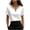 White, variant on Women's Satin Blouse Short Sleeve V Neck Pearl Embellished Trim Silky Dressy Elegant Tunic Top for Summer Khaki M