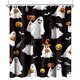 thumbnail image 1 of Cortina de ducha de tela con forma de fantasma de Halloween, con dibujos animados divertidos y espeluznantes, calaveras, para niños en blanco y negro, para fiestas navideñas, con ganchos, 1 of 5