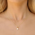thumbnail image 4 of Turandoss Pearl Necklaces for Women GirlDainty Gold Choker Clover Cubic Zirconia Necklace Pearl Bridal Drop Simple Elegant Gold Pendant for Her Jewelry Wedding Gift Mothers Day, 4 of 8