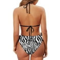 thumbnail image 4 of Uourmeti Women's Zebra Stripe Halter Triangle Bikini Set - Sexy Tie Side Two Piece Swimsuit for Beach & Pool Vacation, Quick Dry & Stretch, 4 of 7