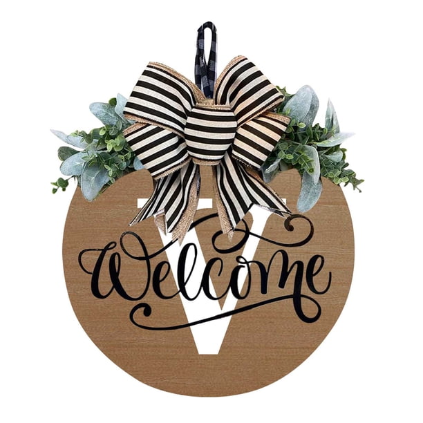 Front Door Wreath Decorative Hanging Plaques, Last Name Year Round, Wooden Frame, Festive Home Decor, Easy Installation, Metal Rolling, For Office, Elegant Door Accent,topliu