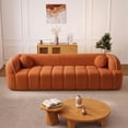 thumbnail image 2 of Lunale 98" Curved Bonelessd Sofa, 3-Seater Floor Cloud Couch, No Assembly Required, Modern Corduroy Bubble Sofa for Living Room, Orange, 2 of 9