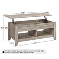 thumbnail image 3 of Alden Design 47.5" Lift Top Coffee Table with 2 Storage Compartments for Livingroom, Rustic Gray, 3 of 11