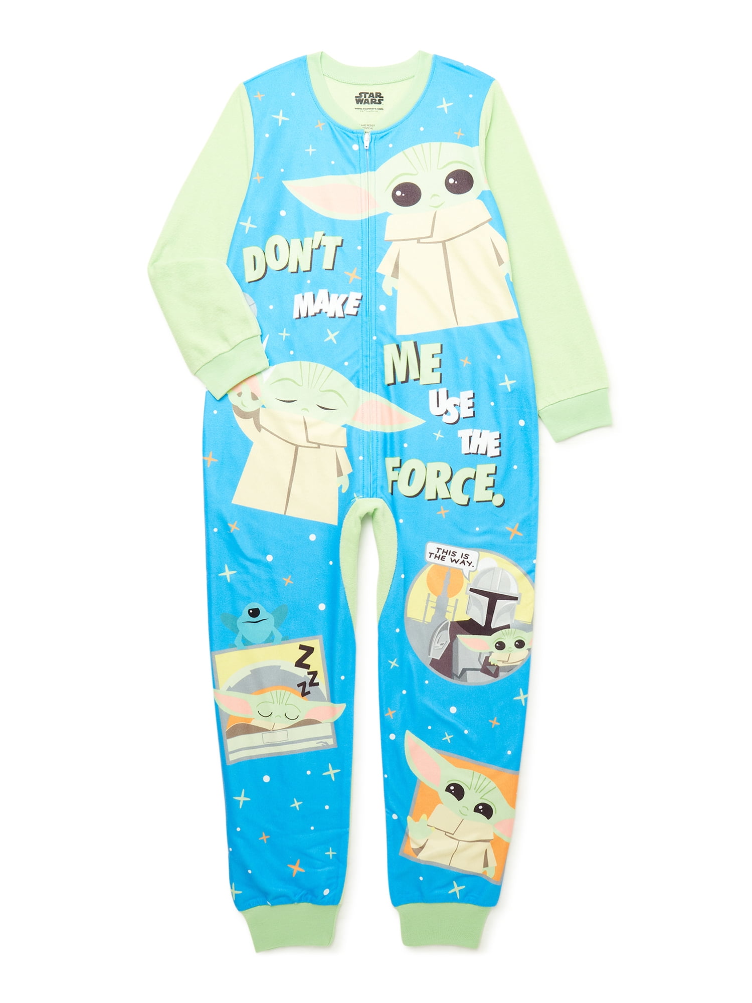 Star Wars YODA Fleece Pajamas Union Suit One Piece Pjs  S M L XL Unisex 