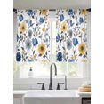 thumbnail image 3 of Yellow Blue Floral Sheer Curtains 45 inches Long 2 Panels Set Vintage Leaf Tiers Sheers Rod Pocket Small Window Short Curtains for Kitchen Cafe, Each 52" W x 45" L, 3 of 7