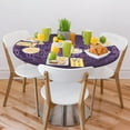 thumbnail image 2 of Vinyl Fitted Tablecloth Elastic Edge Design Heavy Duty Purple Flowers Marble Texture Table Cover Waterproof Oil-Proof PVC Table Cloth Stain-Resistant Wipeable for Round Table 36-42" Diameter, 2 of 4