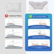 GIANNA Ergonomic Cervical Memory Foam Pillow for Neck and Shoulder Pain Relief, Cooling Contour Orthopedic Support Pillow with Breathable Washable Cover, Queen Size, White