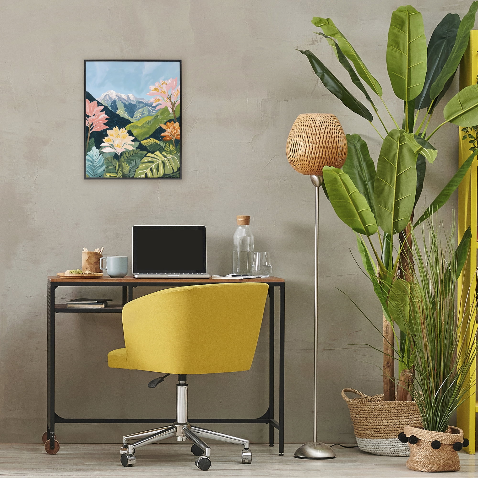 Stupell Industries Tropical Mountain Landscape Black Framed Giclee Art, design by The Prints Vibe