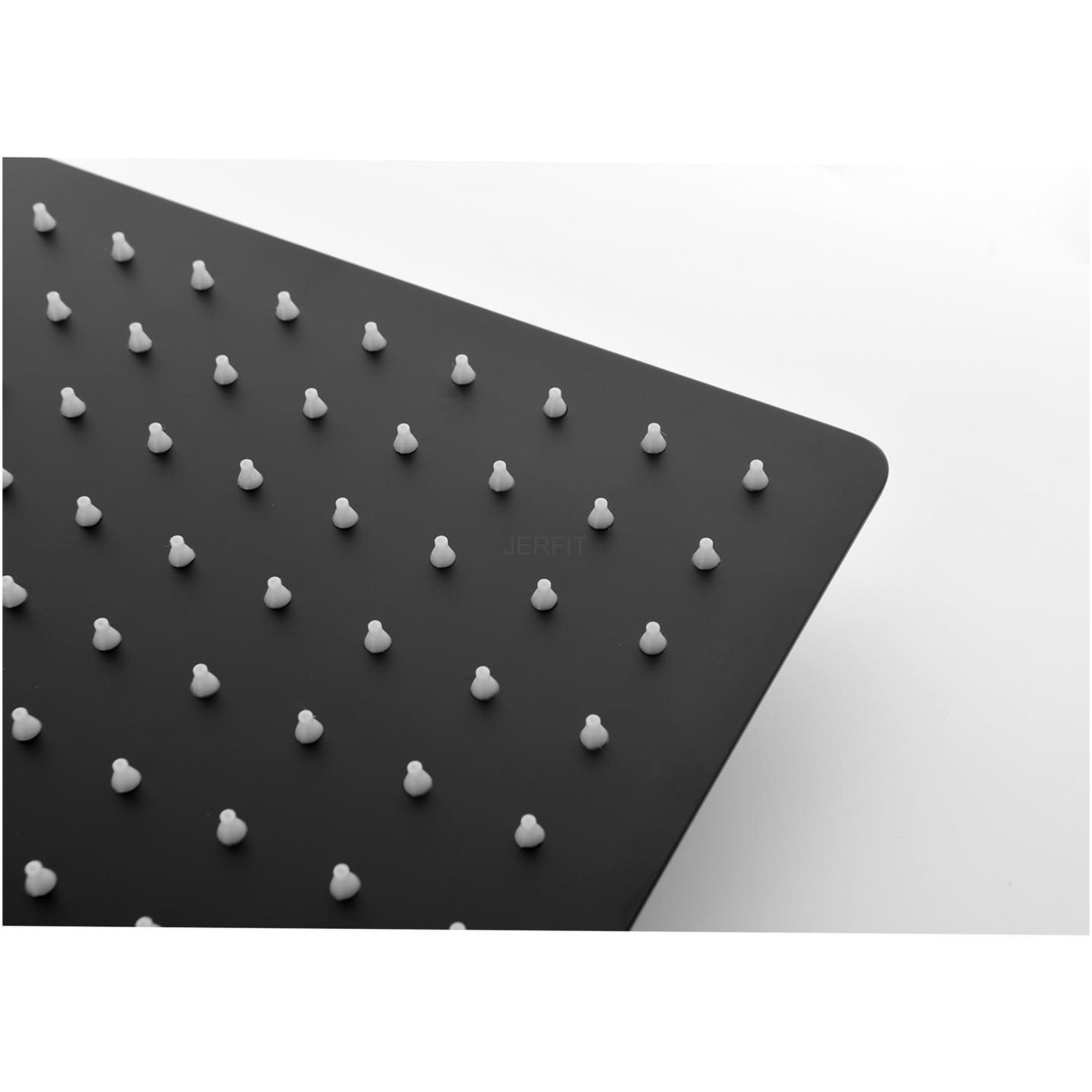 JERFIT 12 Inch Square Rain Shower Head, Wall Mount Matte Black Stainless Steel Showerhead with Anti-Clogging Silicone Nozzles, High Pressure Rainfall Shower Panel for Luxurious Spa Experience