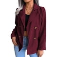 thumbnail image 1 of Abrigo de mujer, abrigo de mujer, cuello en V, traje de trabajo abotonado para mujer, chaqueta corta de oficina, confiabilidad excepcional, 1 of 6