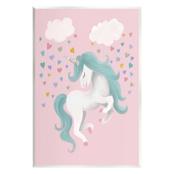 Stupell Pink Pastel Unicorn Clouds Fairy Tales & Fantasy Painting Wall Plaque Unframed Art Print Wall Art