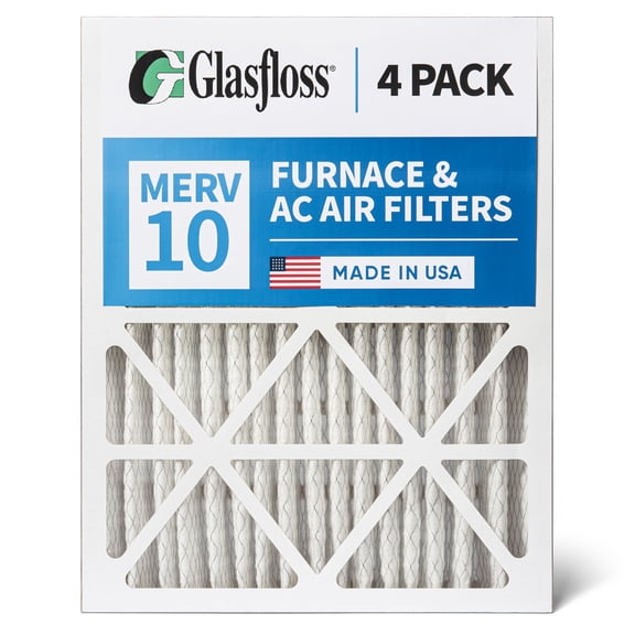Glasfloss ZL 20x24x2 MERV 10 Pleated AC Furnace Air Filters. Box of 4. Exact Size: 19-3/8 x 23-3/8 x 1-3/4