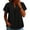 A_ Black, variant on Women's Ruffle Trim V Neck Polka Dot Short Sleeve Blouse Teal Blue Tone Lightweight Vacation Casual Tunic Mint Green XL