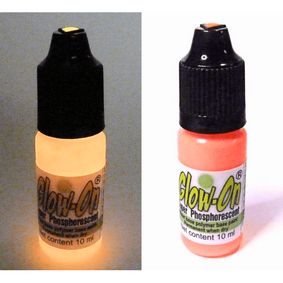 Glow On Super Phosphorescent Paint with Tip Applicator, Red Color, Red Glow, Large 10 ml Bottle.