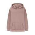 thumbnail image 5 of Fall Saving! HVOBTTY Women's Long Sleeved Pullover Sweatshirts, Fall Tops for Women, Women's Basic Solid Color Loose Crew Neck Hooded Pullover Sweatshirt Pink, M, 5 of 5