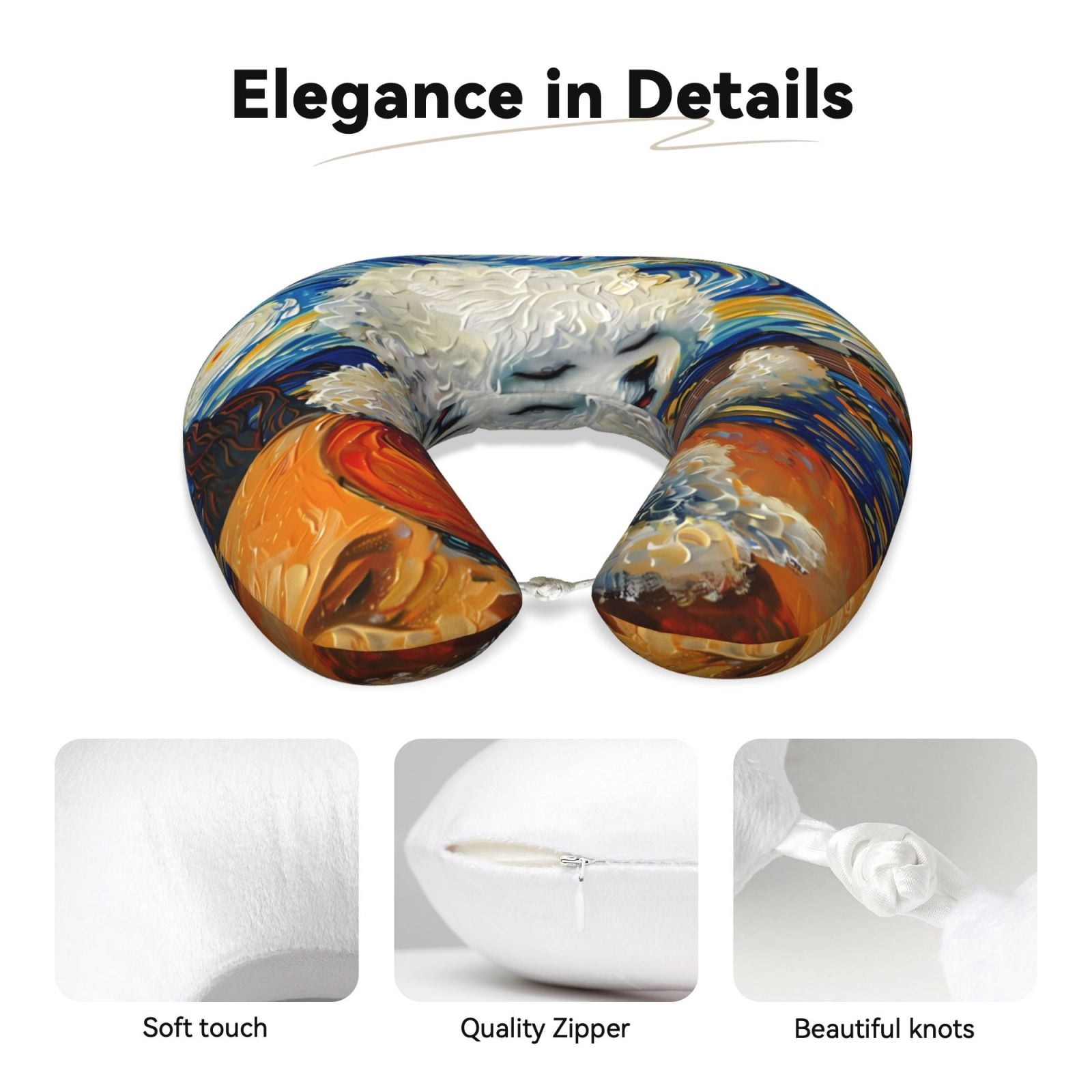 Xecao Dog Guitar Starry Night Print Memory Foam Cervical Neck Pillow Versatile U-Shaped Pillows for Home,Office,Camping,Travelling,Soft Washable Cover