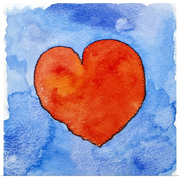 Great BIG Canvas | Rolled Jennifer Abbott Poster Print entitled Red heart on blue, 2011