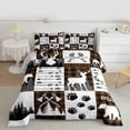 thumbnail image 2 of Erosebridal Plaid Deer Bear Quilt Set Rustic Cabin Twin Bedding Sets Men Lodge Hunting Comforter Set Woodland Bed Set Brown Black White Grey Farmhouse Decor 1 Pillow Case, 2 of 7