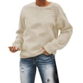 thumbnail image 2 of DondPO Essentials Hoodie Hoodies for Women Women's Autumn And Winter Fashion Solid Round Neck Loose Pullover Long Sleeve Sweater Long Sleeve Shirts Sweatshirt for Women Beige XXL, 2 of 3