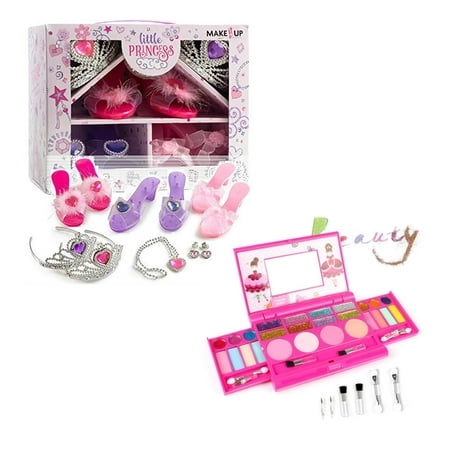 Little Princess Girl Dress Up and Role Play Slippers With Makeup and Jewelry Set
