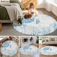 thumbnail image 5 of Round Rugs 5Ft, Blue Turtle Coastal Round Area Rug Washable Indoor Throw Carpet, Coral Summer Beach Nautical Ocean Blue Soft Non Slip Circle Rug for Cabinet Bathroom Home Decor Aesthetic, 5 of 8