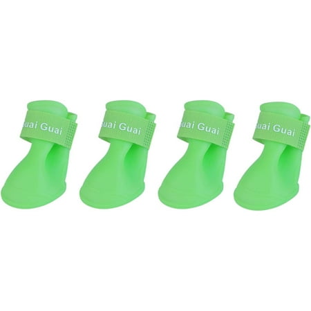 Little Pet Dog Puppy Anti- Slip Rain Snow Boots Candy Colors Rubber Waterproof Boots Shoes- Size M (Green) Pet Toys