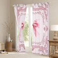 thumbnail image 3 of Feelyou Girl Cartoon Ribbon Black Out Curtains, Western Flower Floral Curtains Pack of 2 (42x63 Each), Mandala Pink Damask Bedroom Curtains, Blackout Curtains Home Decor, 3 of 6