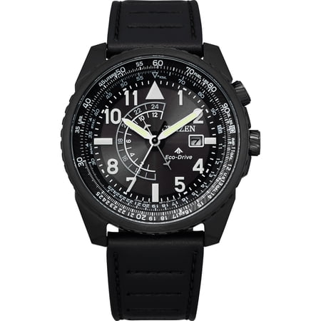 Citizen Men's Eco-Drive Promaster Nighthawk Black Leather Strap Watch BJ7135-02E