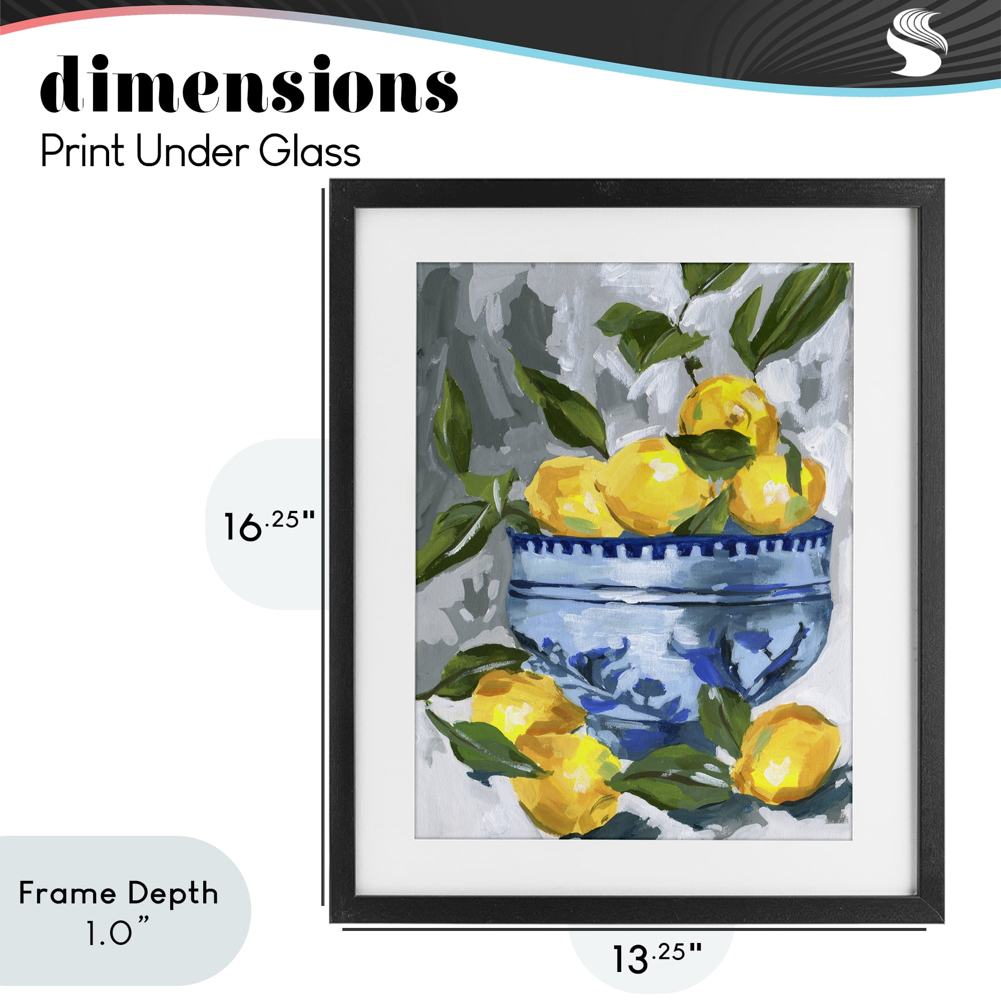 Stupell Industries Indigo & Lemon Bowl Black Framed Print Under Glass, design by Melissa Wang