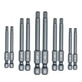 thumbnail image 2 of Juego de 10 brocas para destornillador en acero S2 azul, 65mm de largo y 6.3mm de diámetro, punta magnética HRC58 - Incluye opciones en hexágono, ranura, Torx, Tri-Wing y triangular (H4.0 incluido), 2 of 6