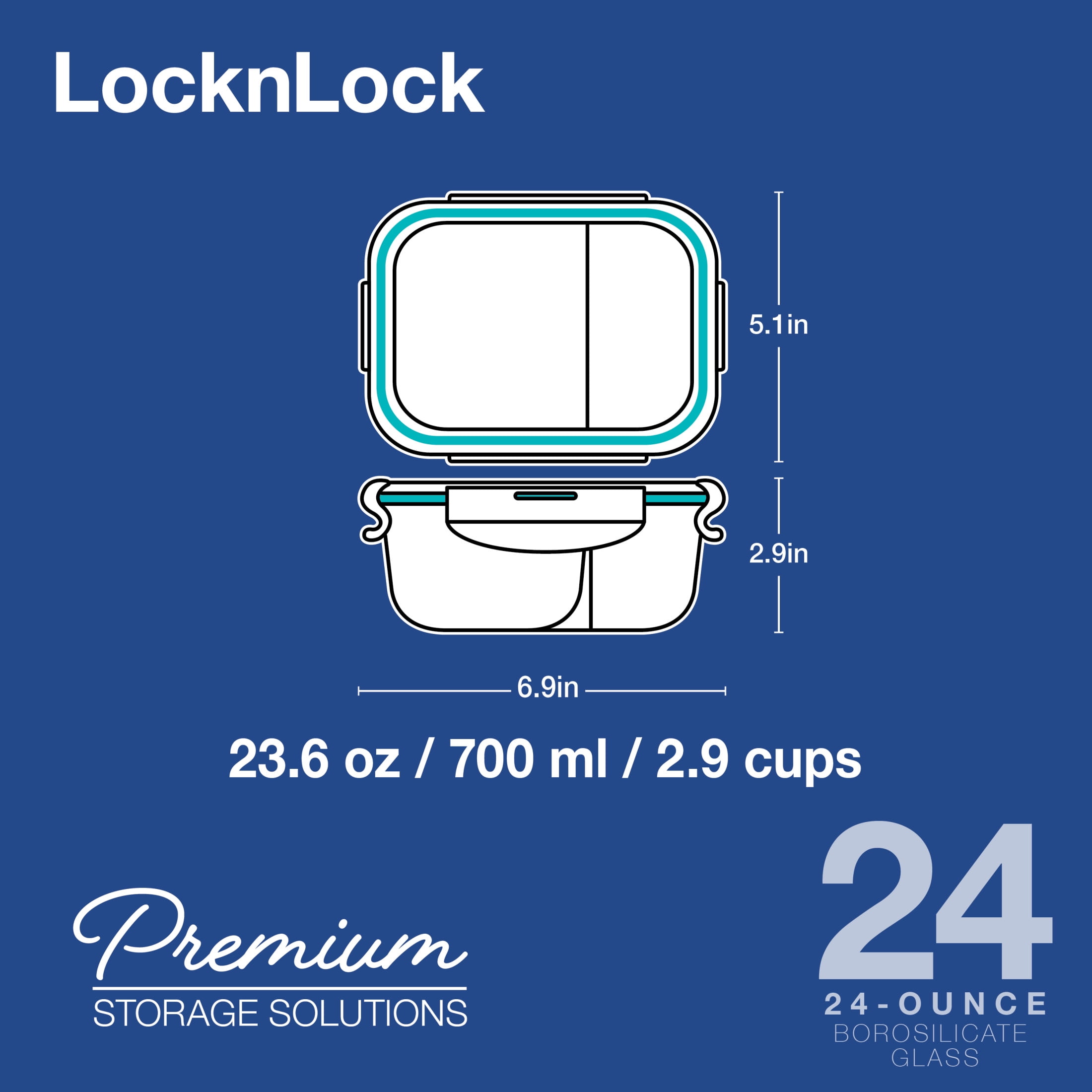 LocknLock Performance Glass 3-Piece 25 oz. Divided Rectangular Food Storage  Containers Set 09197 - The Home Depot