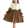 thumbnail image 1 of Vestido Largo de Manga Larga para Niñas Color Sólido Solapa Casual Cómodo Vestido de Fiesta para Niños, Vestido Casual de Manga Larga Suave, 1 of 9