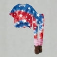 thumbnail image 4 of CCRFTGI 4th of july Outfits for Kids Girls Size 10-12 Cute 1776 2 Piece Outfits American Flag Stars Short Sleeve T-Shirts and Elastic Waist Pants Athletic Summer Outfits for Girls Blue 3-4 Years, 4 of 5