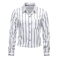 thumbnail image 1 of Awdenio Chemise d'Affaires Légère à Manches Longues Rayée Décontractée à Col à Boutons, 1 of 7