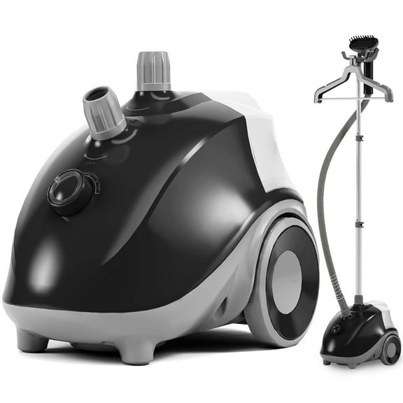 JONPONY Standing Garment Steamer 1500W, Professional Wrinkle Remover with 1.7L Water Tank for 55 Min Continuous Steaming, Heats in 45 Seconds, Height Adjustable with Roll Wheels, Black