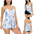 thumbnail image 2 of Jacenvly Plus Size Swimsuit for Women Swimdress Two-Piece Swimwear with Flared Skirt Bikini Bathing Suits White, 2 of 9