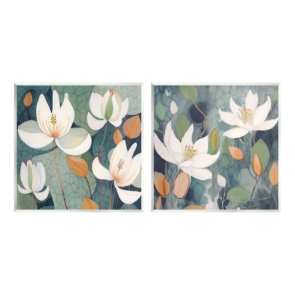 Stupell Industries Patterned Iris Blooms Botanical & Floral Painting Unframed Art Print Wall Art, 12 x 12, Set of 2