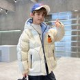 thumbnail image 2 of Odeerbi Kids Boys Girls Hooded Puffer Jacket Halloween Pumpkin Winter Coats Thermal Padded Coat Down Jacket Warm Clothes 5-16 Years Kids Long Sleeve Outerwear Heavy Coat White, 2 of 5