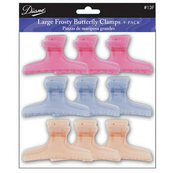 Option : 9 pack , Diane Large Frosty Butterfly Clamps , Hair Scalp - Pack of 1 w/ SLEEKSHOP Teasing Comb