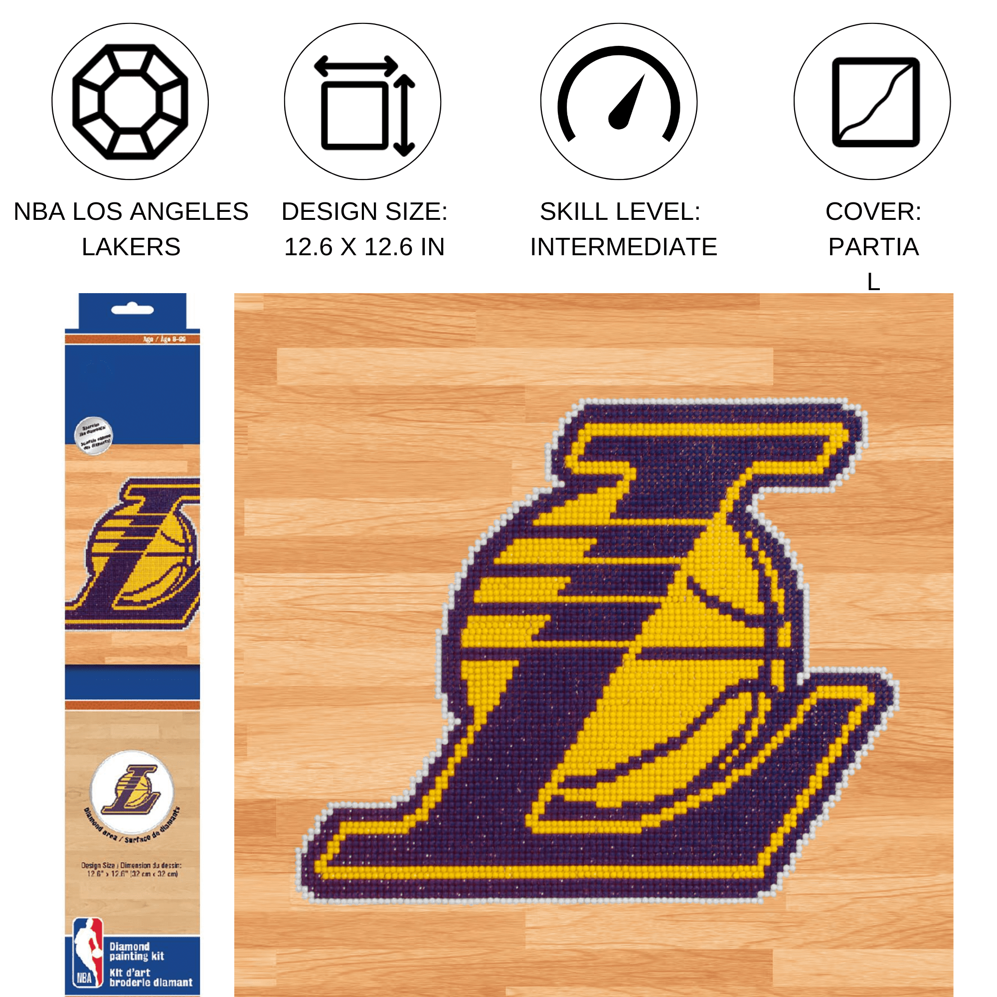 Diamond Dotz NBA Los Angeles Lakers Basketball Diamond Painting Kits for Adults - Diamond Art Kits a Relaxing Creative Craft Kit with Dotz Gems 12.6"x12.6"