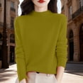 thumbnail image 5 of ManxiVoo Women's Lightweight Sweater Semi Turtleneck Long Sleeve Pullover Layering Base Top for Work Office Comfort Stretch Knit Casual Chic S Size Yellow, 5 of 6
