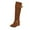 Brown, variant on WEAIXIMIUNG Riding Boots Women Ladies Fashion Solid Suede Belt Buckle Decoration with Elevated Wedge Heel Long Boots