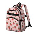 thumbnail image 2 of Strawberry and Sticker Pink Pattern Cute School Backpack Bag for School with Padded Back and Adjustable Shoulder Straps 15.25"x11.5"x5.25", 2 of 5
